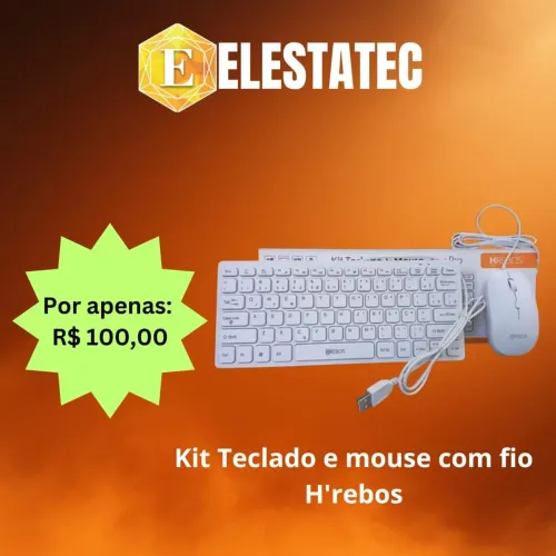 Kit Teclado e Mouse com Fio H'rebos - R$100,00