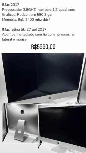 iMac retina 5k, 27pol 2017, 3.8ghz, 8gb 2400mhz, ddr4 