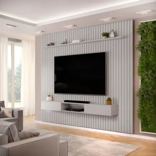 Painel Com TV Para 75 Polegadas Ripado