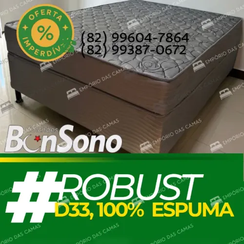 Cama casal D33 conjunto Base e Colchão BonSono modelo 100% espuma