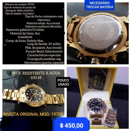 Relógio Invicta Original Mod. 19700 - Dourado