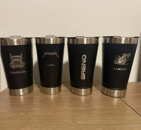 Gravação à laser copo térmico e garrafa
