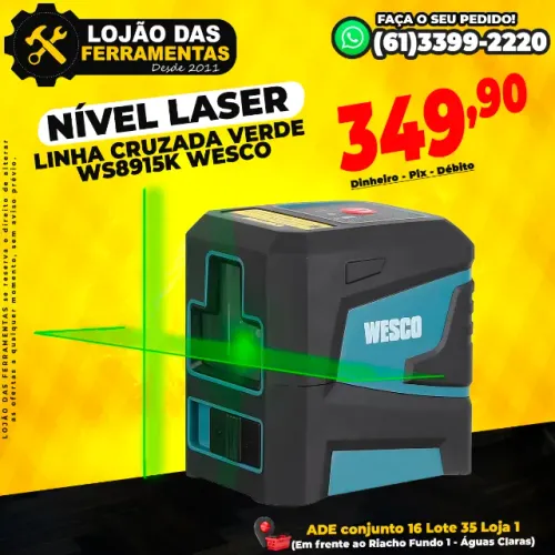 Nivel Laser Linha Cruzada Verde Ws8915k Wesco