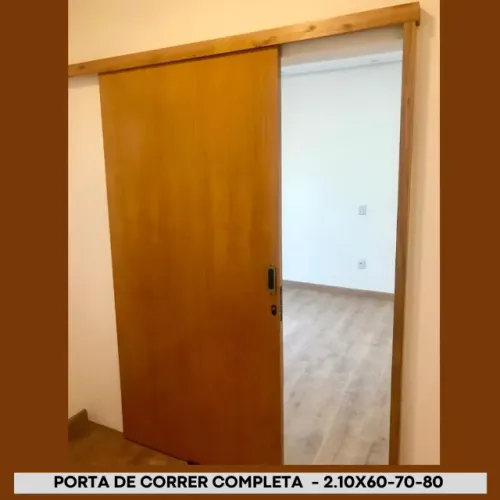 Kit Porta de Madeira interna Lisa Rod Mescla - Lado Dir/Esq - correrr