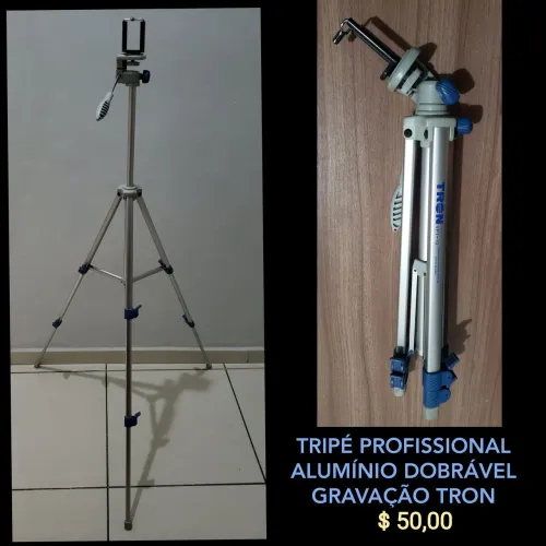 Tripé Profissional de Alumínio Dobrável - Gravação Tron