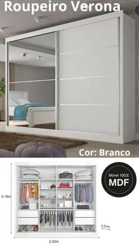 GUARDA ROUPA DE CORRER EM MDF 