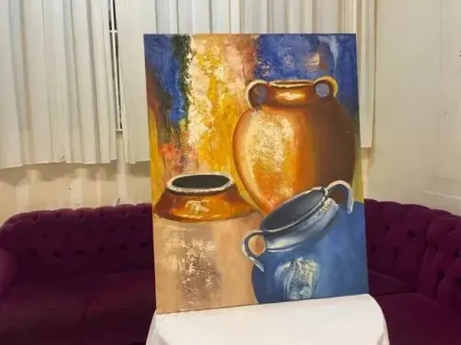 Quadro Pintura em Tela Vasos
