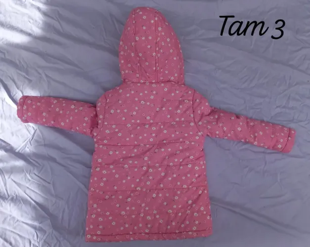 Casaco infantil rosa estampado - Tam 3