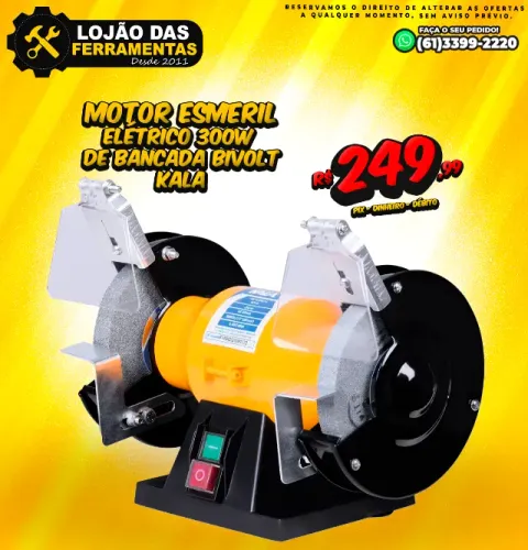 Motor Esmeril Elétrico 300w de Bancadas Bivolt Kala