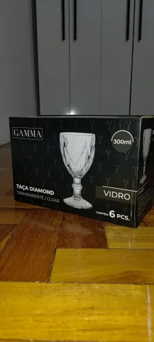 Jogo 6 Taças Vidro Copo Diamante 340ml 