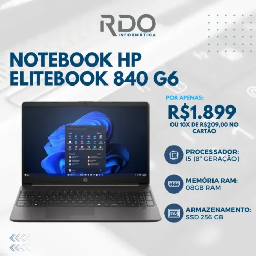 Notebook HP EliteBook 840 G6 SSD 256GB Core i5 Sistema Atendimento