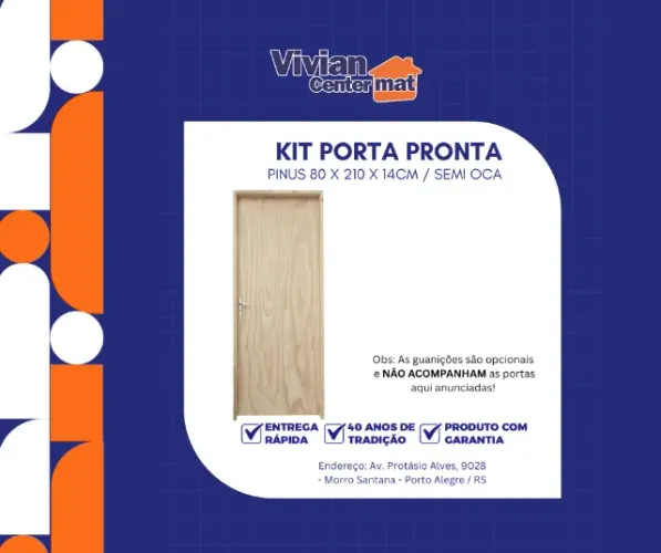 Kit Porta PRONTA de Pinus 80x210x14cm Semi Oca
