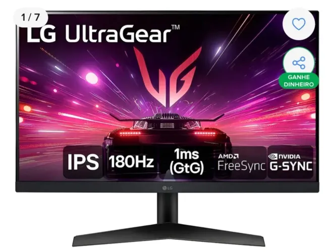 Monitor LG ULTRAGEAR 24 pol 180hz 1ms