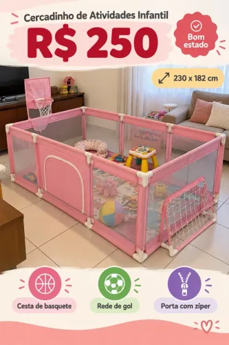 Cercadinho de Atividades Infantil Grande (230 × 182 cm) - R$ 250