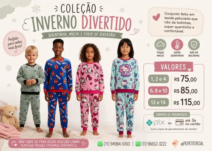 Pijamas Pelúcia Personalizado