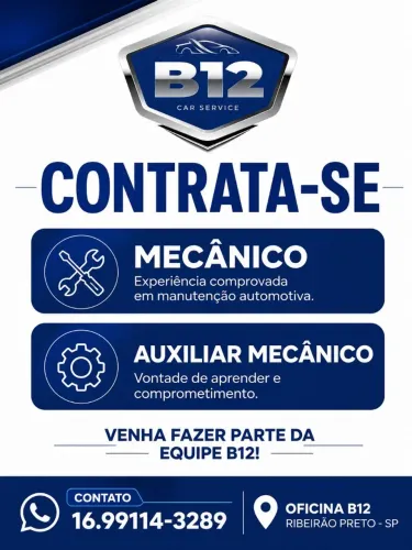Vaga para Mecânico e Auxiliar mecânico 