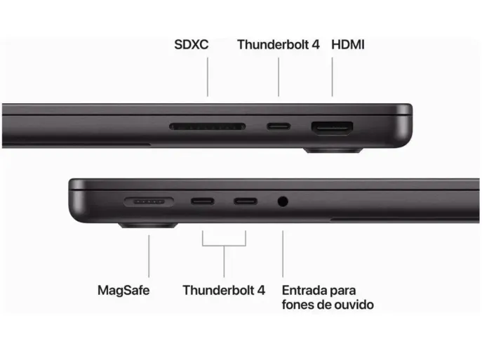 Notebook Apple Macbook Pro 14? M3 16GB RAM 1TB SSD Cinza-espacia