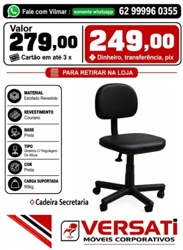 Cadeira pra escritorio giratória secretaria ( produto novo ) cadeira giratoria rodinhas