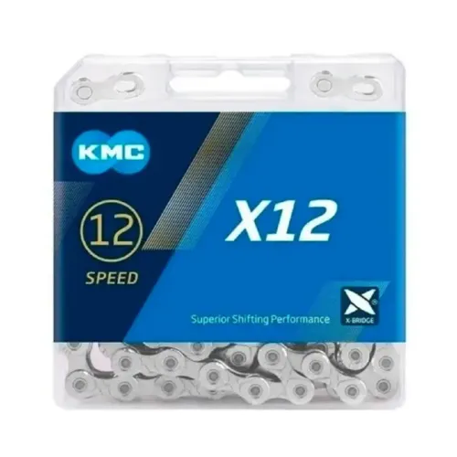 Corrente Kmc 12v 126 Elos X12 Silver Bicicleta Mtb Prateado