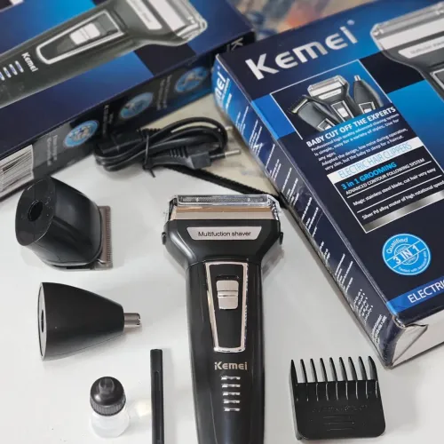 Barbeador Kemei 3 em 1 Elétrico Profissional - Pronta Entrega