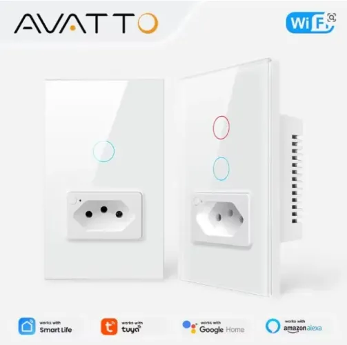 Interruptor Smart AVATTO 1 Tecla com Tomada Wi-Fi