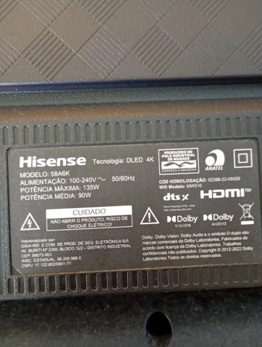 Placa principal tv hisense 58 polegadas com tecon