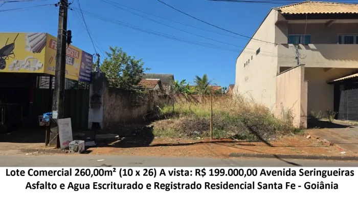Lote Comercial 260,00m² (Avenida Seringueiras) Residencial Santa Fe