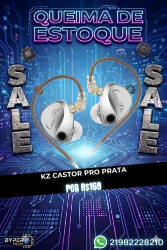 Fone De Ouvido Kz Castor Pro, Prateado, Novo e Lacrado