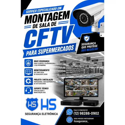 Montagem Sala de monitoramento para supermercados