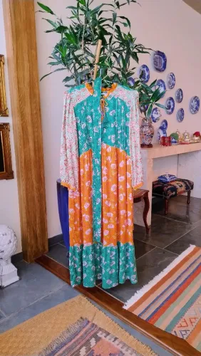 Vestido Longo Boho Chic Estampado da Cantão
