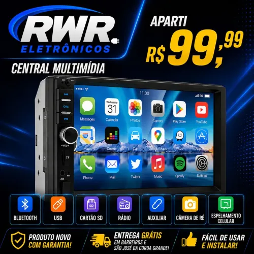 Central multimídia e Som automotivo (RWR SOM)