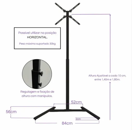 Suporte Pedestal Tv Fixo 32 A 55 Ped-05 Suportaço suporte base fixa