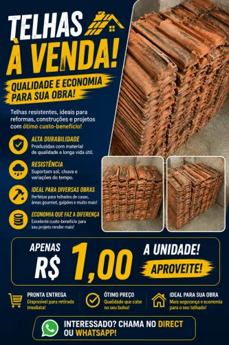 ? TELHAS CERÂMICAS USADAS - R$ 1,00 A UNIDADE.