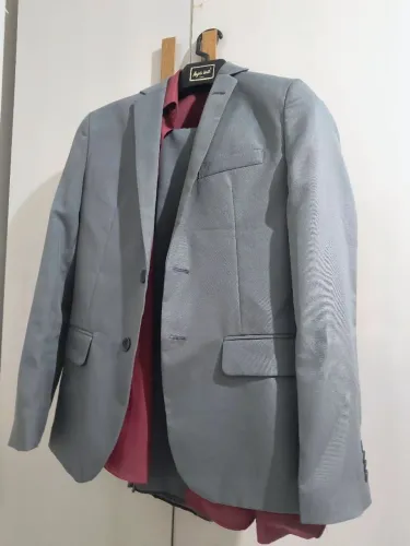 Terno Slim Fit Cinza Oxford - Elegante e Moderno tamanho G 