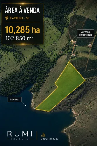 Vende-se Sítio 4,25 alqueires a Beira da Represa.