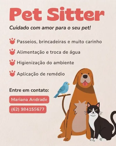 Pet sitter, cuidadora e passeadora de animais