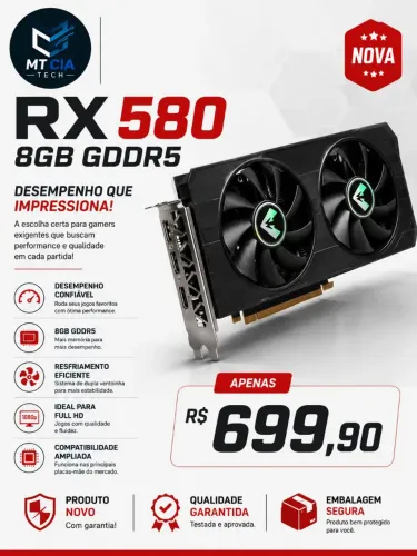 Placa de vídeo RX 580 8GB *Lacrada