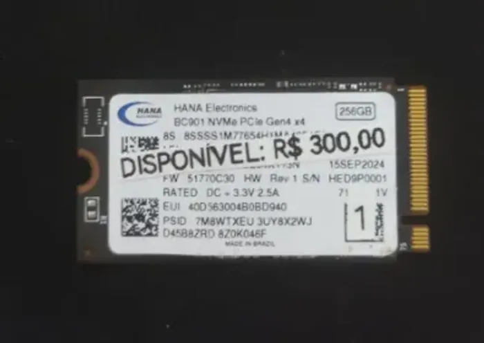 SSD NVMe 256GB - - Upgrade