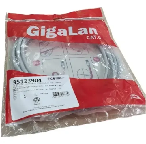 Patch Cord Gigalan Cat.6 - Cm - T568a/b 2.5m - Cinza