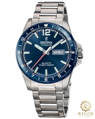Relógio Festina Masculino Analógico Azul Caixa de Tiatinaio Pulseira Aço Inoxidável