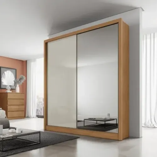 Guarda Roupa Casal com Espelho 2 Portas 3 Gavetas 100% MDF