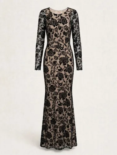 Vestido longo manga longa