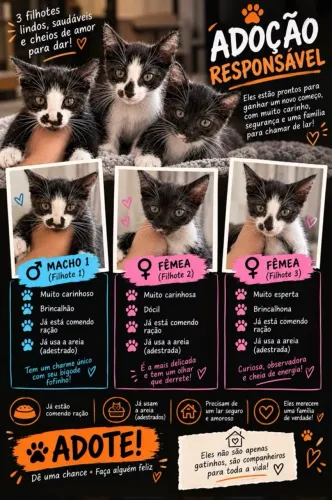filhotes de gatos para adoção responsável