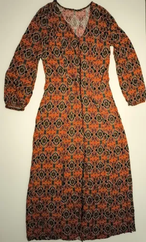 Vestido longo boho estampado manga longa tamanho M
