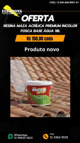 Resina Maza Acrílica Premium Incolor Fosca Base Água 18l