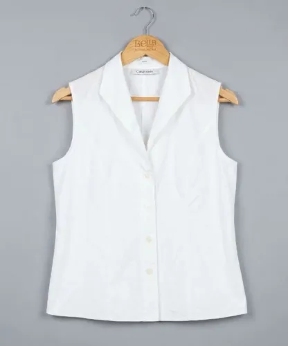Camisa Calvin Klein Sem Mangas Branca 100% Algodão Non-Iron - Tam M (Excelente Estado)