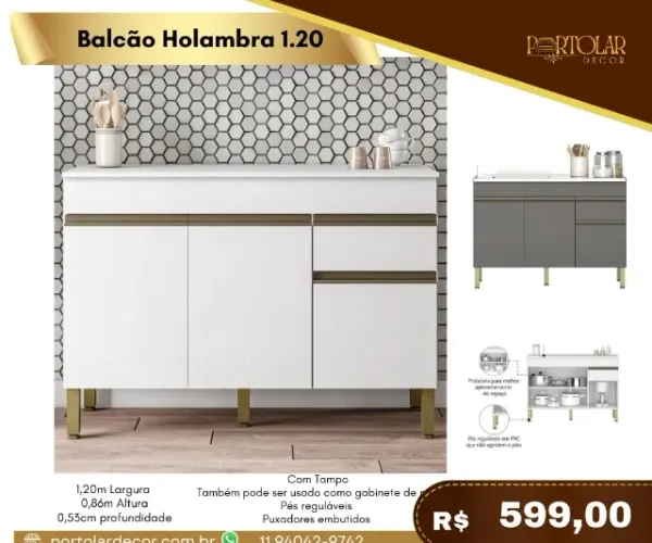Balcão Holambra 1,20 a pronta entrega
