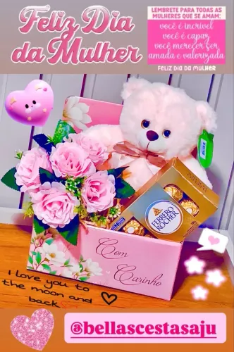 CESTAS. LINDA CESTINHA COM FLORES E BOMBONS R$:189,99