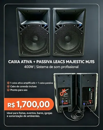 Caixa Ativa+Passiva Leacs Majestic MJ15 400W