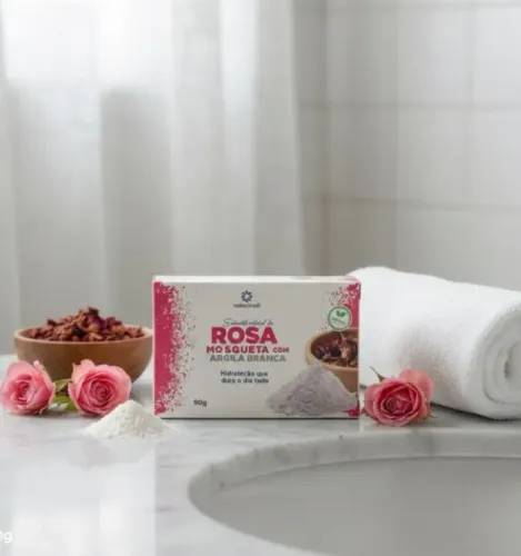 Sabonete Rosa Mosqueta e Argila Branca Nativa Brasil - Clareador